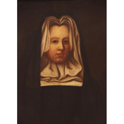 547 - British school, 18th century, 
Portrait of Mrs Banks of Winstanley Half length wearing black, in a p... 