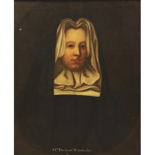 547 - British school, 18th century, 
Portrait of Mrs Banks of Winstanley Half length wearing black, in a p... 