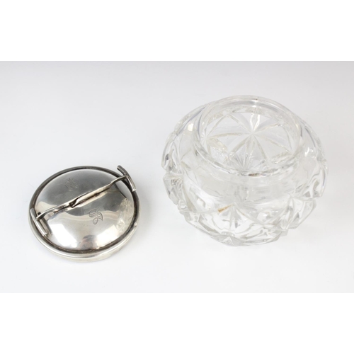 55 - A George V cut glass sugar bowl and silver cover, marks for W Coulthard Ltd, Birmingham 1931, the ci... 