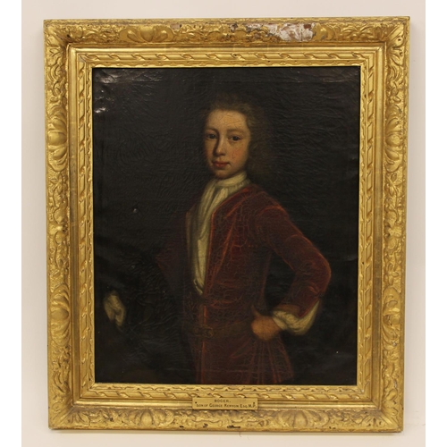 554 - English School, late 17th century,
Portrait of Roger, son of George Kenyon Esq MP, half length weari... 