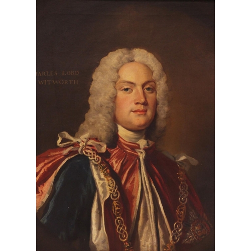 560 - English school, early 18th century, 
Portrait of Charles Lord Witworth,
Head and shoulders wearing G... 