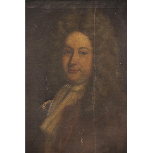 561 - Follower of Sir Godrey Kneller (1646-1723),
Portrait of a gentleman, head and shoulders wearing a wh... 