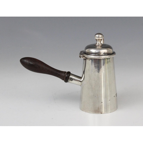 61 - An Edwardian miniature silver chocolate pot, marks for Joseph Braham, London 1905, of typical form w... 