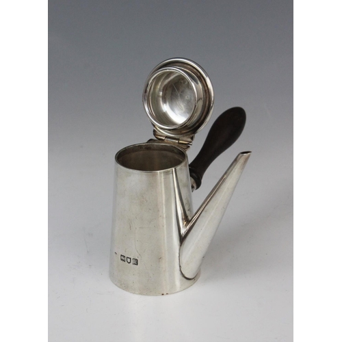 61 - An Edwardian miniature silver chocolate pot, marks for Joseph Braham, London 1905, of typical form w... 