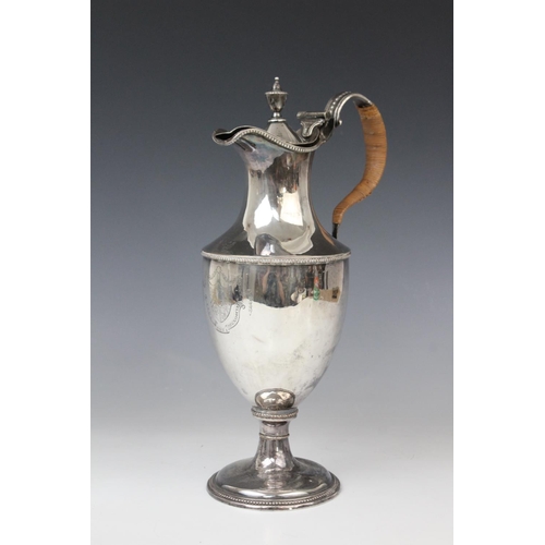 73 - An Adam style Old Sheffield Plate water ewer, 19th century, of classical form engraved with a coat o... 