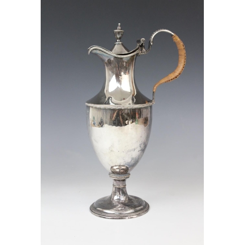 73 - An Adam style Old Sheffield Plate water ewer, 19th century, of classical form engraved with a coat o... 