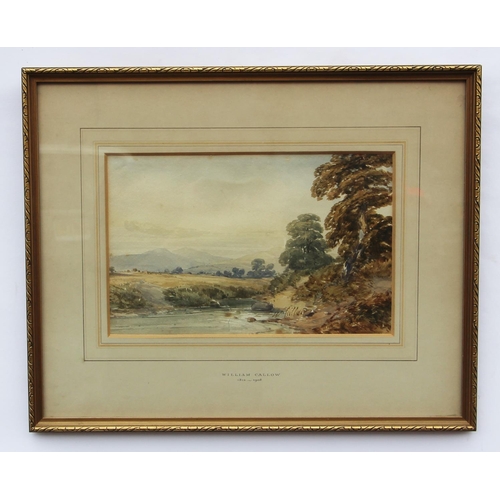 508 - William Callow RWS (1812-1908),
View of a rural stream with hills beyond,
Watercolour,
Signed lower ... 