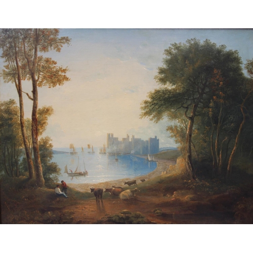 519 - Attributed to Anthony Vandyke Copley Fielding (1787-1855),
An extensive and distant view of Caernarf... 