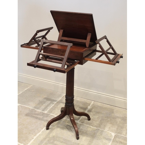 640 - A George III mahogany pedestal quartet music stand, in the manner of Gillows, the rectangular adjust... 