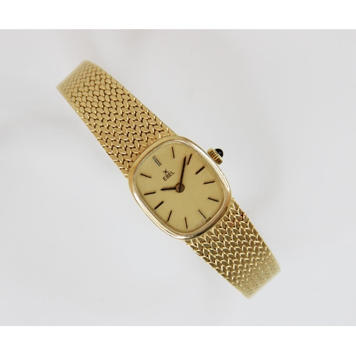 82 - A lady's vintage 18ct gold Ebel wristwatch, the gold-toned dial with black and gold baton markers, s... 