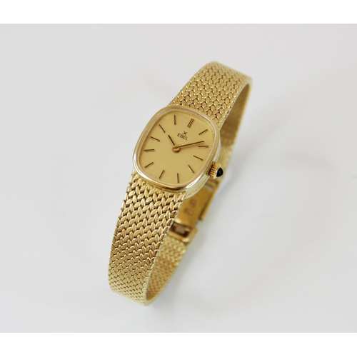 82 - A lady's vintage 18ct gold Ebel wristwatch, the gold-toned dial with black and gold baton markers, s... 