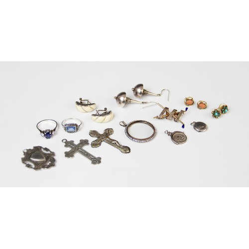 170 - A selection of antique and vintage jewellery, to include; a silver paste set picture pendant, 30mm d... 