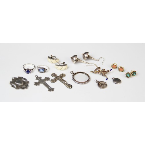 170 - A selection of antique and vintage jewellery, to include; a silver paste set picture pendant, 30mm d... 