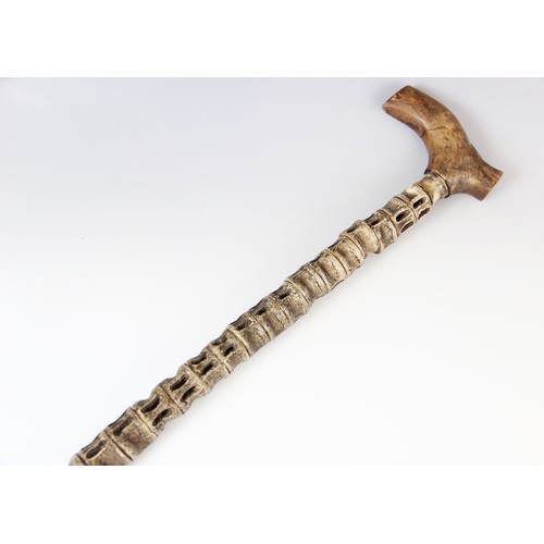 365 - A 19th century vertebrae walking stick, with wooden handle, 90cm long