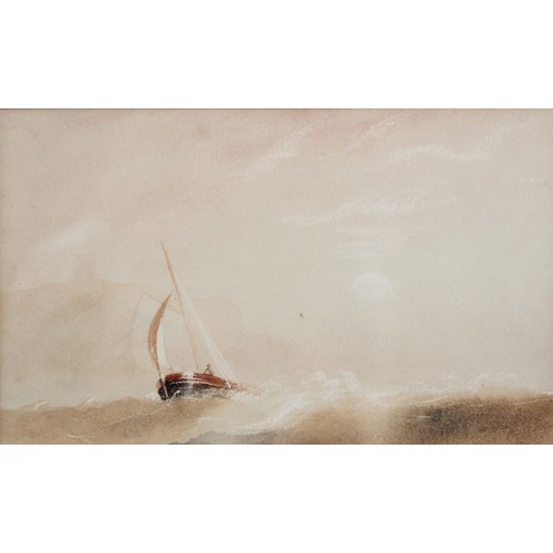 506 - Attributed to A.V. Copley Fielding (1787-1855), 
A fishing boat at sea, 
Watercolour on paper, 
Name... 