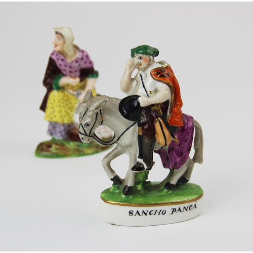 259 - Two Minton flat back figures of small proportions, 19th century, one modelled as  Sancho Panza ridin... 