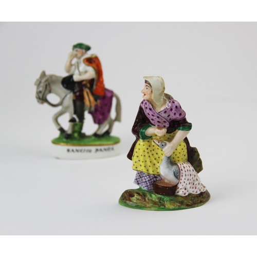 259 - Two Minton flat back figures of small proportions, 19th century, one modelled as  Sancho Panza ridin... 