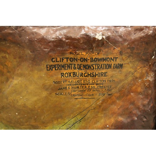 325 - A bespoke made relief modelled topographical map of Clifton-on-Bowmont Experiment & Demonstration Fa... 