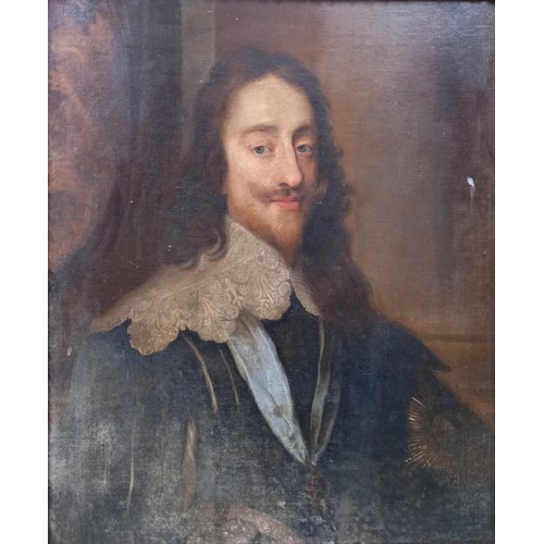 525 - Follower of Sir Antony Van Dyck (1599-1641), 
Portrait of Charles I, 
Head and shoulders, with lace ... 