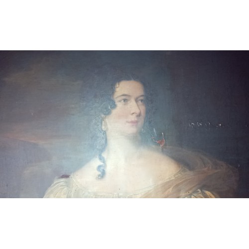 528 - Attributed to William Owen RA (1769-1825), 
Portrait of a lady, three quarter length in a landscape,... 