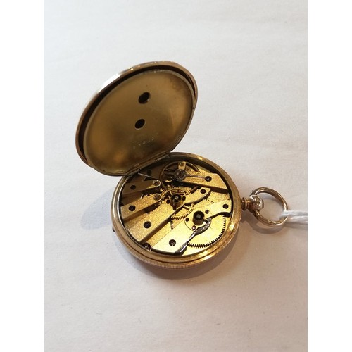 83 - An early 20th century 14ct gold continental full hunter pocket watch, the gold toned dial with black... 