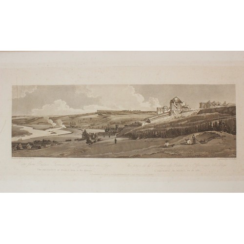 495 - After Thomas Girtin (1775-1802), 
Eight views of Paris, 
Sepia aquatinted lithographs on paper, 
Thr... 