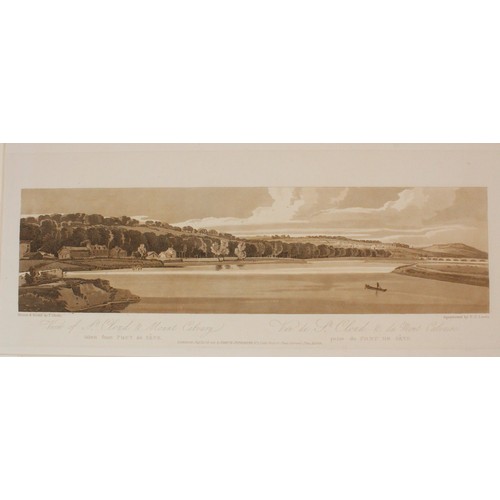 495 - After Thomas Girtin (1775-1802), 
Eight views of Paris, 
Sepia aquatinted lithographs on paper, 
Thr... 