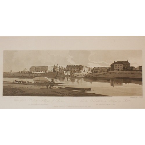 495 - After Thomas Girtin (1775-1802), 
Eight views of Paris, 
Sepia aquatinted lithographs on paper, 
Thr... 