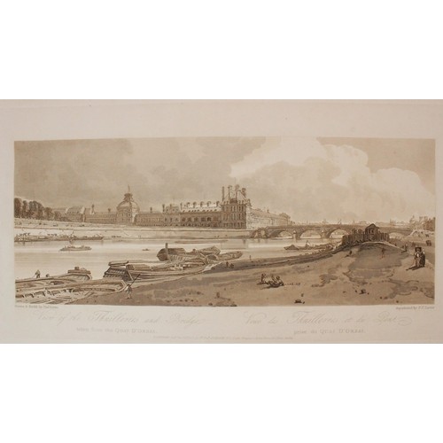 495 - After Thomas Girtin (1775-1802), 
Eight views of Paris, 
Sepia aquatinted lithographs on paper, 
Thr... 