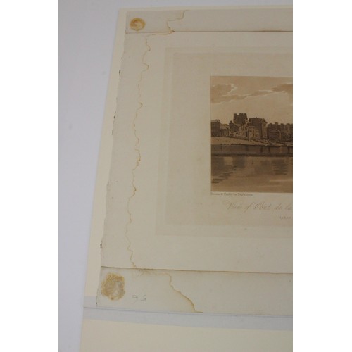 495 - After Thomas Girtin (1775-1802), 
Eight views of Paris, 
Sepia aquatinted lithographs on paper, 
Thr... 