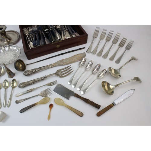 68 - A selection of silver plated, white metal and EPNS cutlery and tableware, to include a quantity of f... 