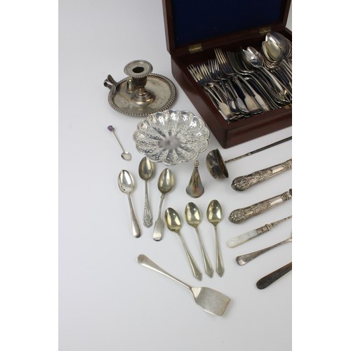 68 - A selection of silver plated, white metal and EPNS cutlery and tableware, to include a quantity of f... 