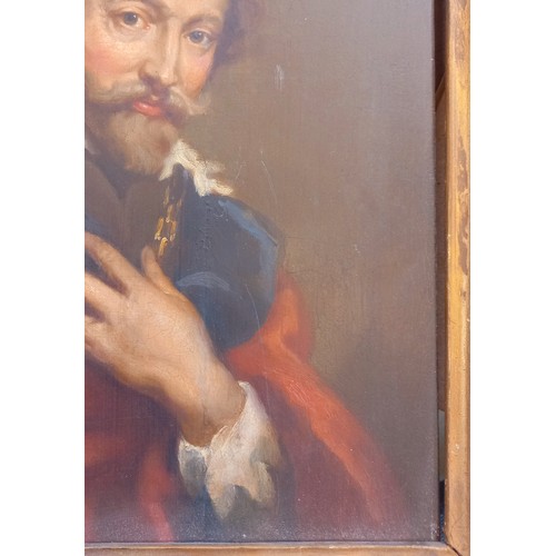 523 - After Anthony Van Dyck (1599-1641), 
Portrait of Peter Paul Rubens, 
Oil on panel, 
28cm x 25cm, 
Fr... 