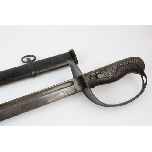 199 - A French 1821 pattern Infantry officer's sword, the 77cm singled edged curved fullered blade set to ... 