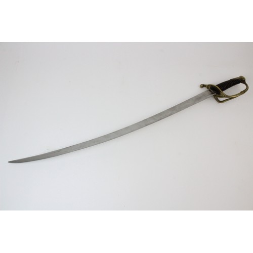 199 - A French 1821 pattern Infantry officer's sword, the 77cm singled edged curved fullered blade set to ... 