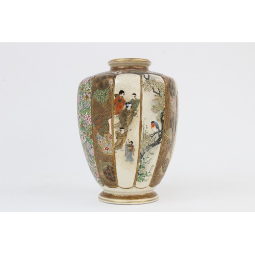 268 - A Japanese Satsuma vase, Meiji period (1868-1912), Kinkozan Tsukuru, of hexagonal form with lobed pa... 