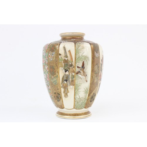 268 - A Japanese Satsuma vase, Meiji period (1868-1912), Kinkozan Tsukuru, of hexagonal form with lobed pa... 