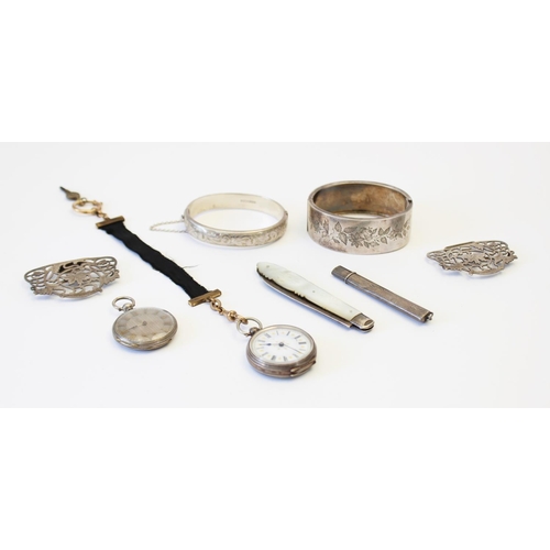 127 - A selection of Victorian and later silver jewellery and accessories, to include a George V silver nu... 