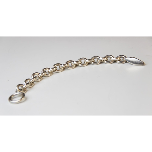 145 - A Georg Jensen heavy cable link silver bracelet, uniform links with T-bar and loop fastening, number... 