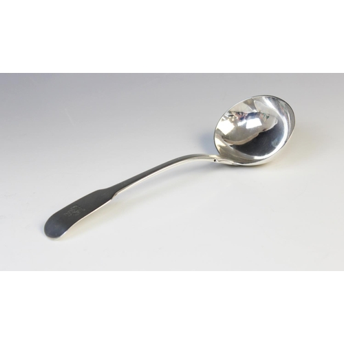 18 - A George III silver fiddle pattern ladle by William Eley, William Fearn & William Chawner, London 18... 