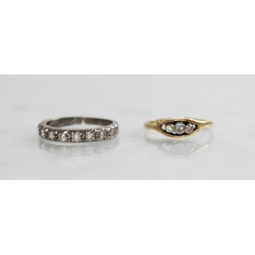 199 - An 18ct gold diamond half-eternity ring, comprising nine round brilliant cut diamonds, (each weighin... 