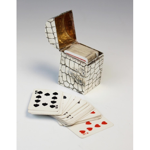29 - A late Victorian silver playing card box by Lawrence Emanuel, London 1899, of rectangular form with ... 