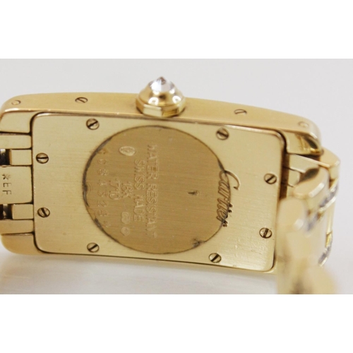 90 - A Cartier Tank Americaine 18ct gold diamond set wristwatch, ref. 1710, the rectangular white dial wi... 