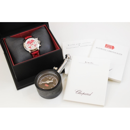 91 - A Chopard Mille Miglia stainless steel chronograph wristwatch, ref. 8933, the red sunken dial with s... 