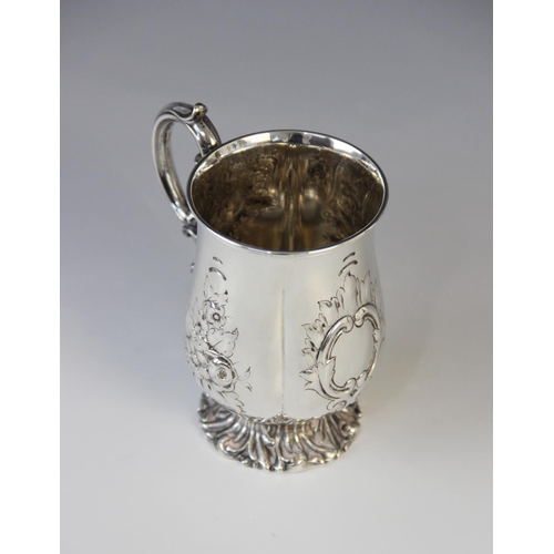 36 - A Victorian silver christening mug by Edward & John Barnard, London 1856, of baluster form with embo... 