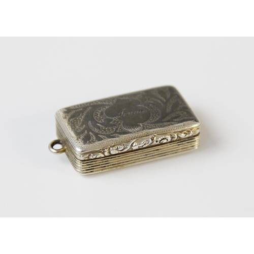 48 - A George IV silver vinaigrette by John Thropp, Birmingham 1826, of rectangular form with chased deco... 