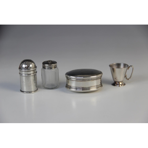 56 - A selection of silver and white metal tablewares, to include a set of six silver commemorative teasp... 