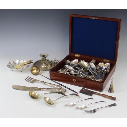 67 - A selection of silver plated, white metal and EPNS cutlery and tableware, to include a quantity of f... 