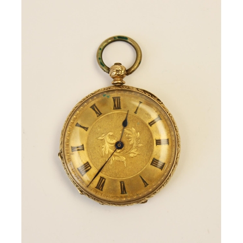 88 - An early 20th century continental 14ct gold open face pocket watch, the circular gold toned dial wit... 