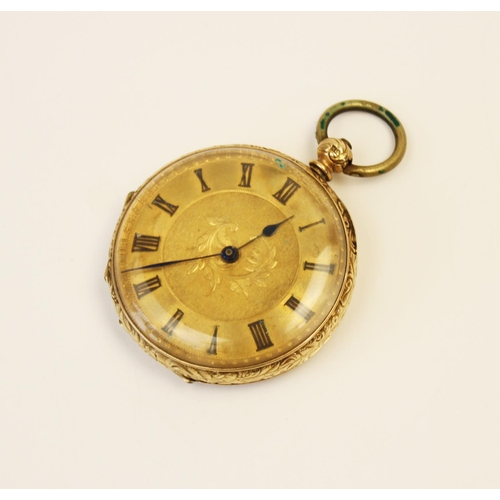 88 - An early 20th century continental 14ct gold open face pocket watch, the circular gold toned dial wit... 